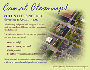 Flier for a Canal Cleanup in Lowell, Massachusetts