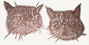 Hand-Carved Stamp of two cats